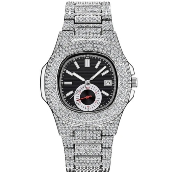 Mens Luxury Hiphop Full Ice Simulated Diamonds (CZ) Quartz Movement Watch - Picture 1 of 11
